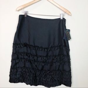 Ralph Lauren Black Silk Ruffle Mini Skirt sz 10